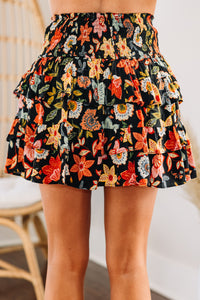 Bright Ideas Black Floral Skirt
