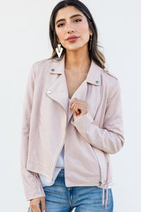 solid faux sued jacket