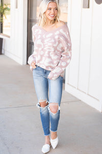 pink leopard print sweater
