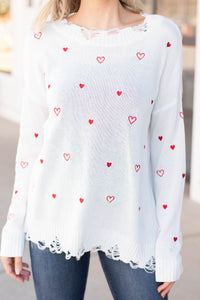 distressed heart print sweater