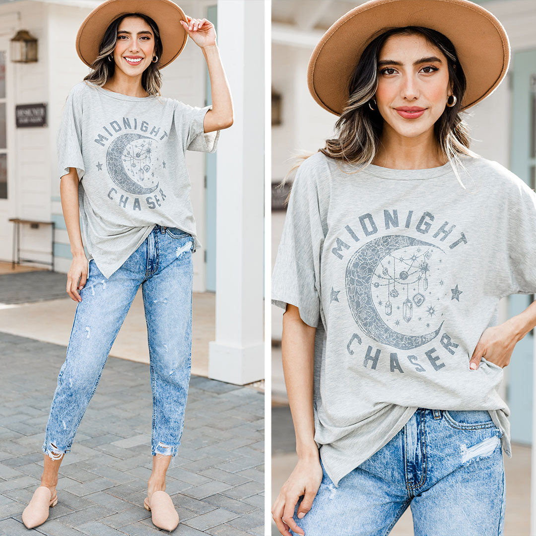 Relaxed Heather Gray Graphic Tee - Women's Graphic Tees – Shop The Mint
