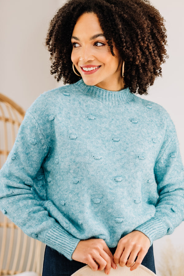 pompom blue sweater