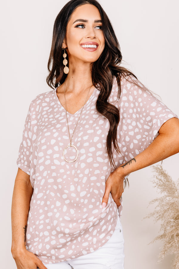 Casual Mocha Brown Spotted Top - Versatile Women's Tops – Shop the Mint