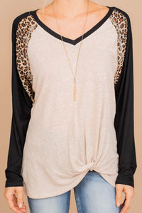 leopard raglan top