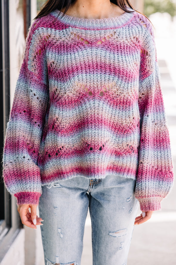 Something To Say Pink Striped Sweater