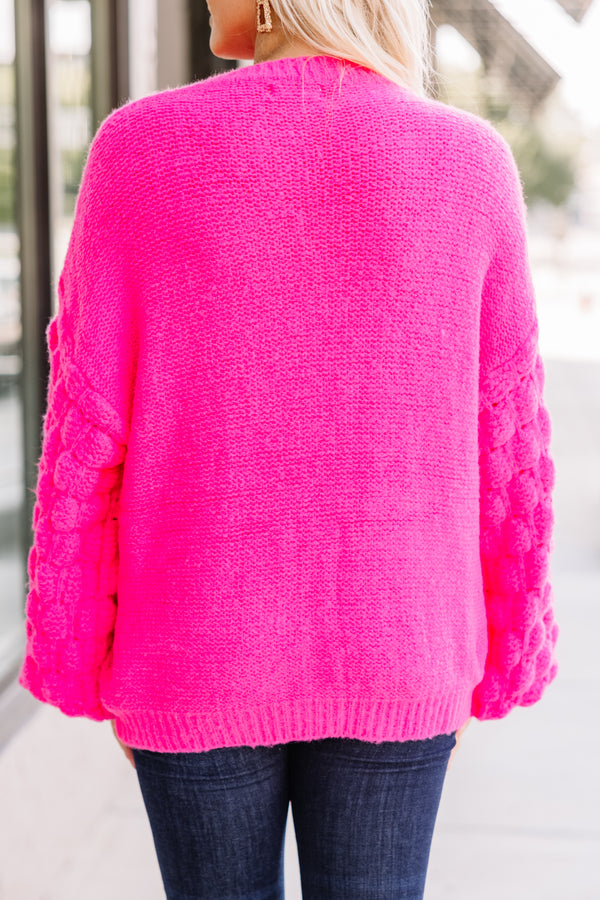 Feeling Close To You Hot Pink Textured Sweater