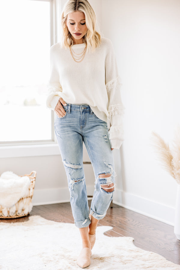 fringe sleeve sweater