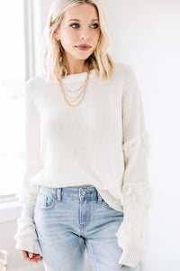 fringe sleeve sweater