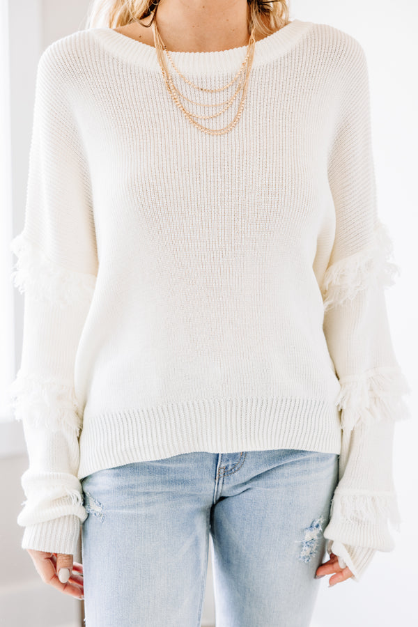 fringe sleeve sweater