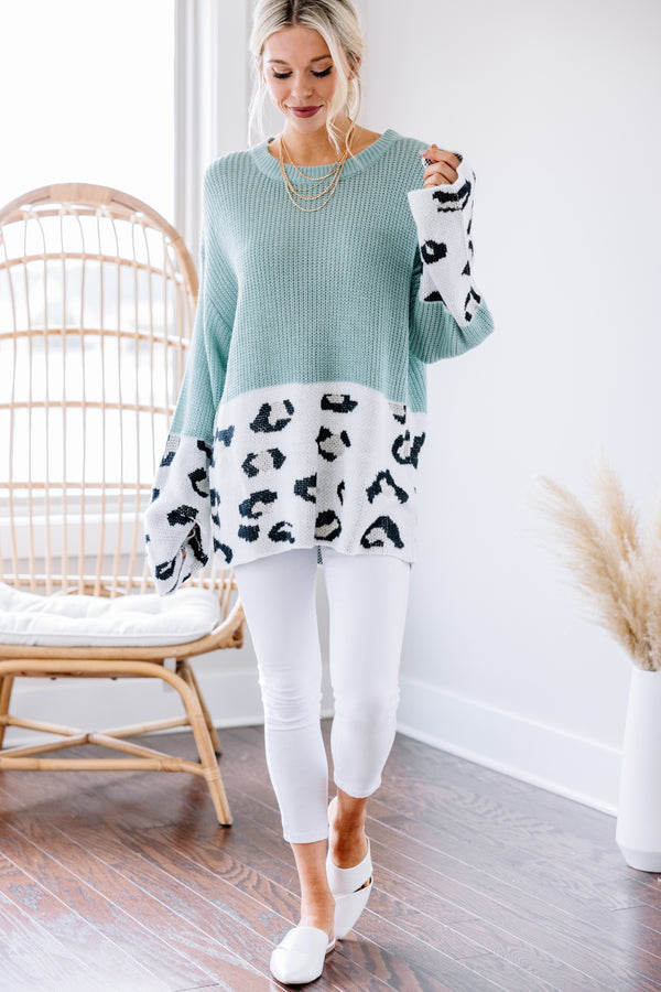 leopard colorblock sweater