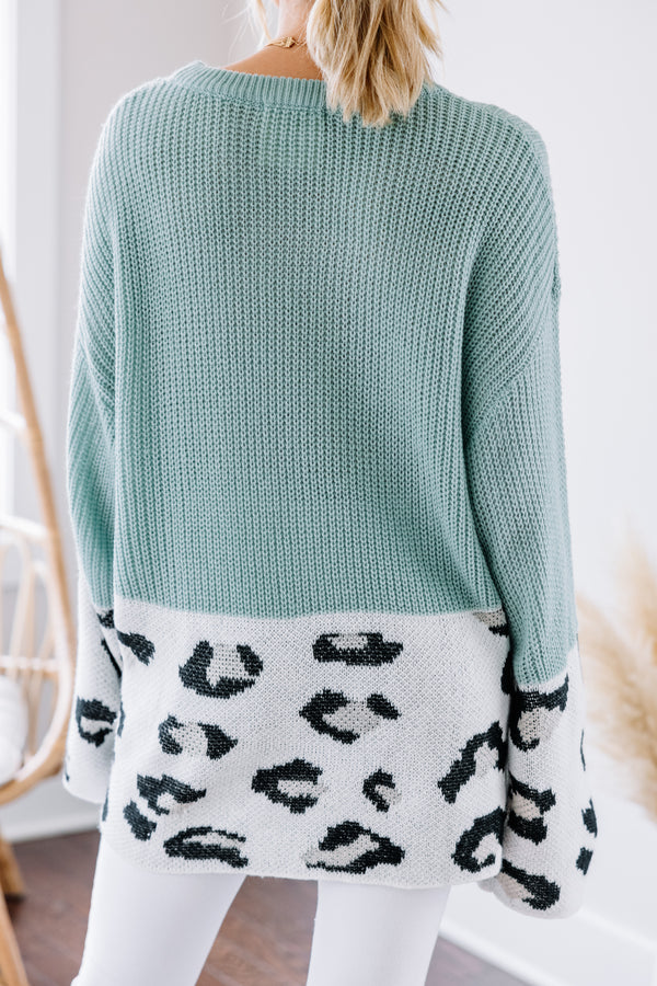leopard colorblock sweater