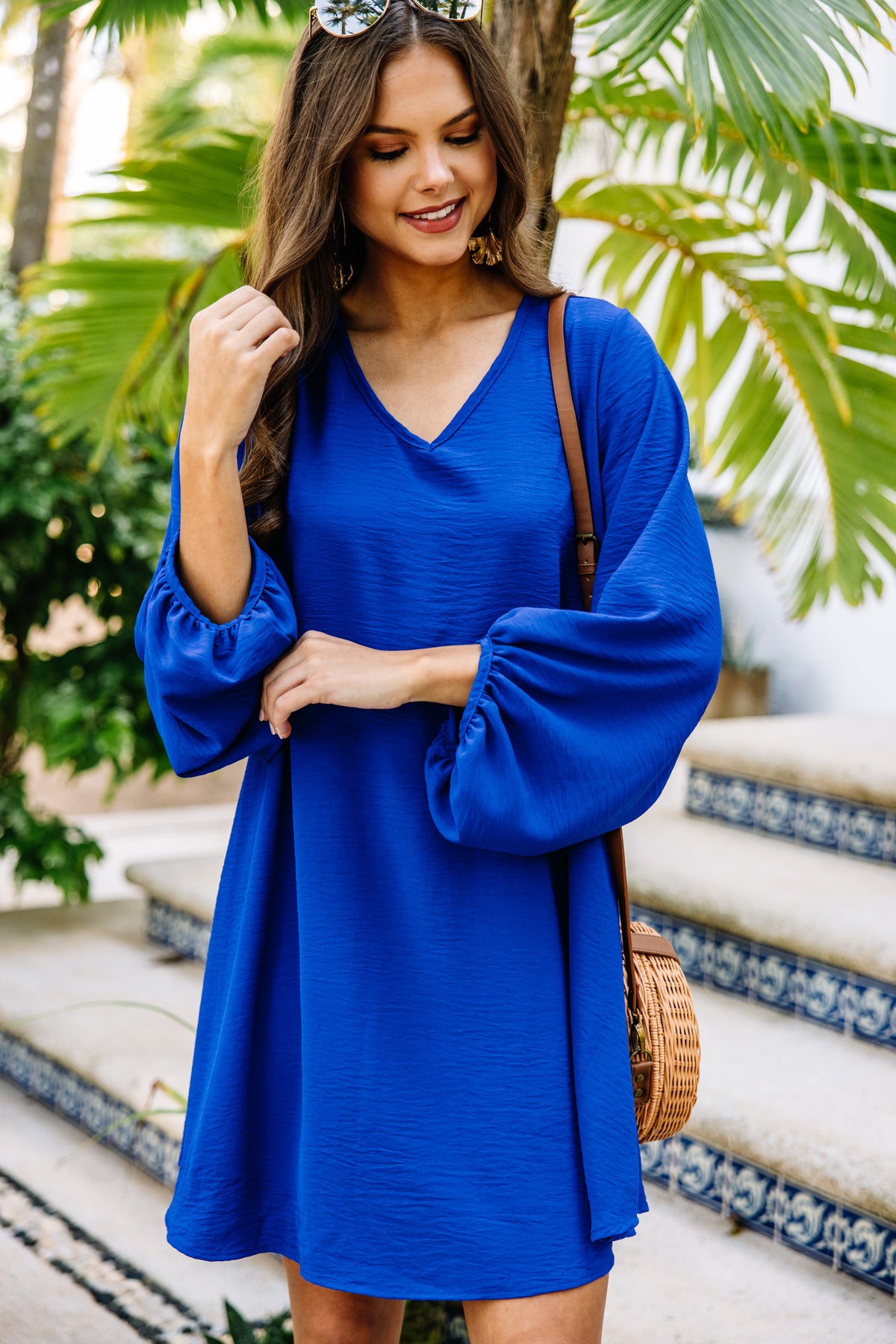 Trendy Royal Blue Bubble Sleeve Dress - Chic Dresses for Women  Shop the  Mint
