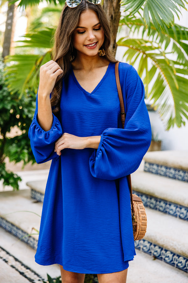 Trendy Royal Blue Bubble Sleeve Dress - Chic Dresses for Women Shop the Mint Trendy Royal Blue Bubble Sleeve Dress - Chic Dresses for Women Shop the Mint