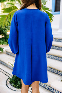 Loud And Clear Royal Blue Bubble Sleeve Dress