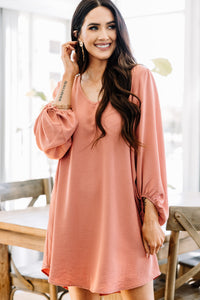 solid bubble sleeve dress