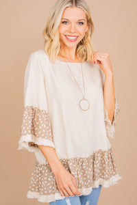 spotted bell sleeve top