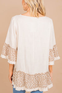 spotted bell sleeve top