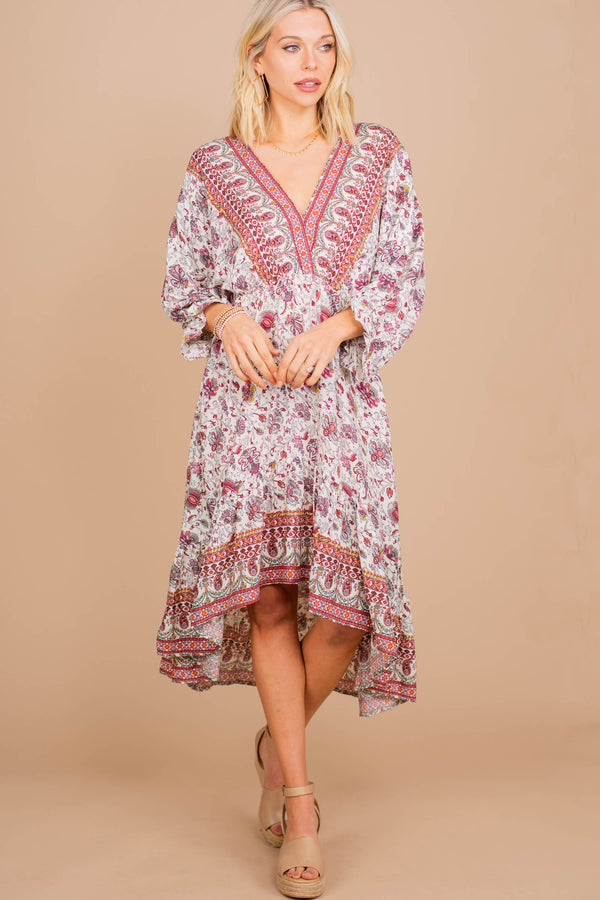 boho floral midi dress