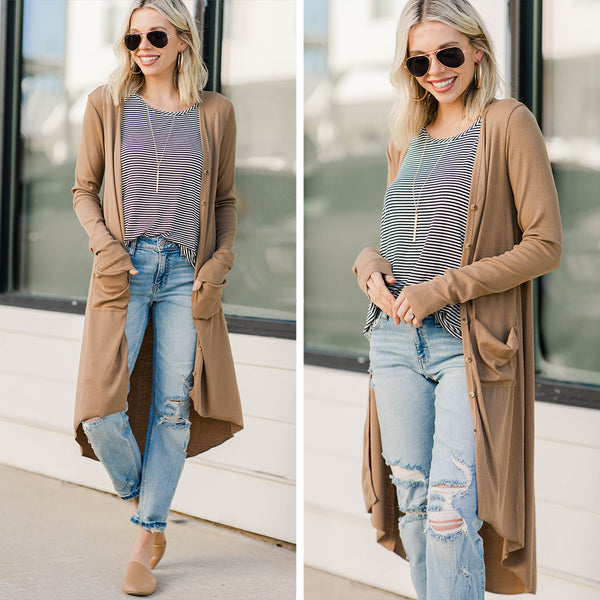 Know You Well Camel Brown Duster Cardigan