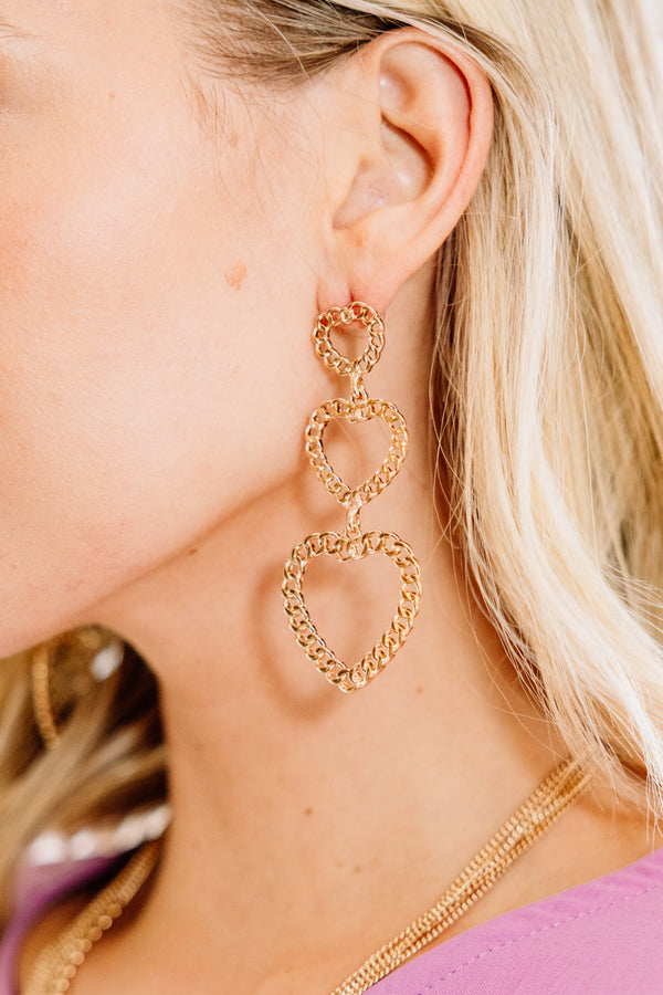 chain heart earrings