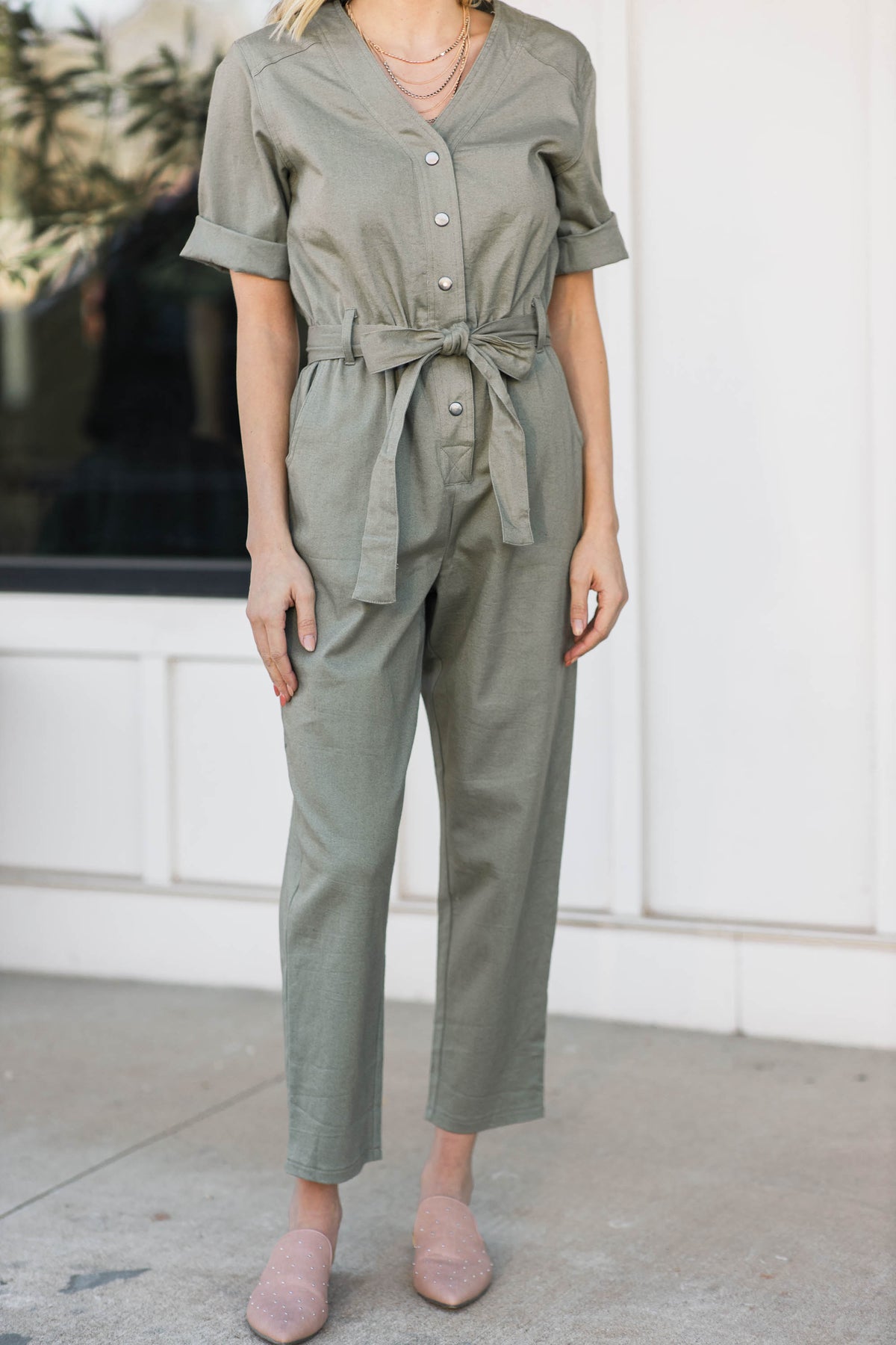 Fun Olive Green Utility Jumpsuit - Trendy Jumpsuits – Shop the Mint