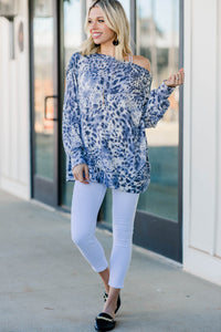 Never Too Late Gray Leopard Top