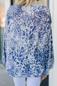 Never Too Late Gray Leopard Top