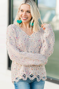 distressed confetti knit sweater