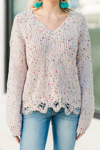 distressed confetti knit sweater