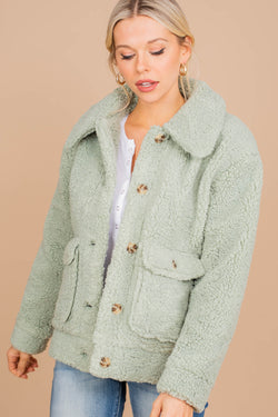 Cozy Mint Green Sherpa Jacket - Trendy Jackets – Shop the Mint