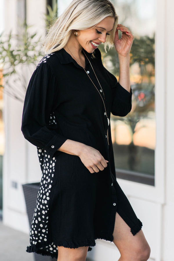 button down spotted dress