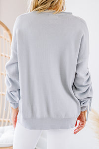 drop shoulder ruched sleeve sweater