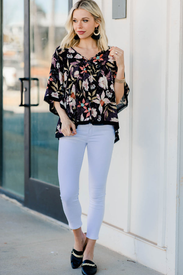 bold floral babydoll top