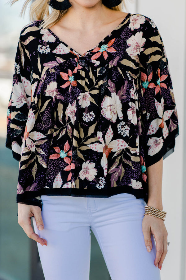 bold floral babydoll top