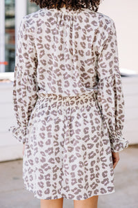 Sassy Effects Sand Brown Leopard Dress