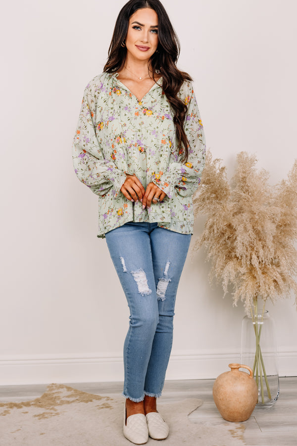 floral bubble sleeve top