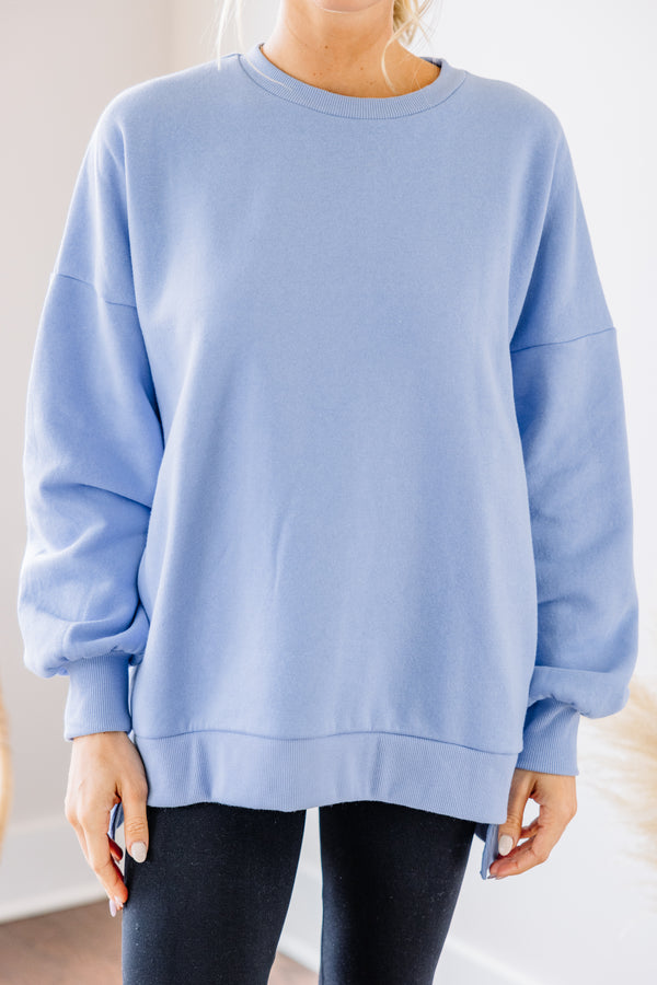 Full Time Comfort Spring Blue Bubble Sleeve Pullover