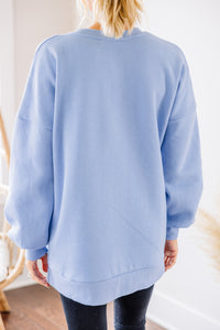 Full Time Comfort Spring Blue Bubble Sleeve Pullover
