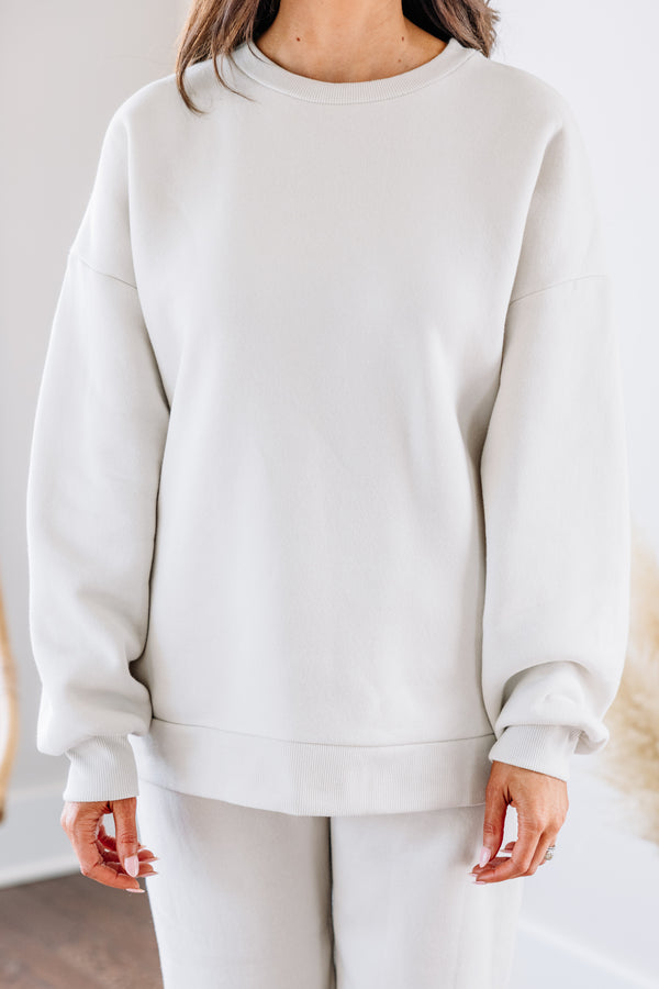 white drop shoulder pullover