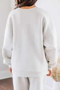 It's A Match Bone White Drop Shoulder Pullover