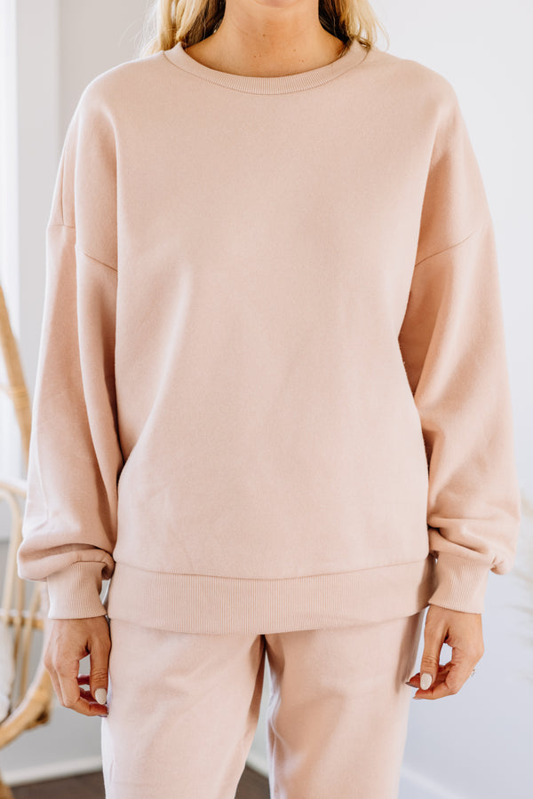 pink drop shoulder pullover