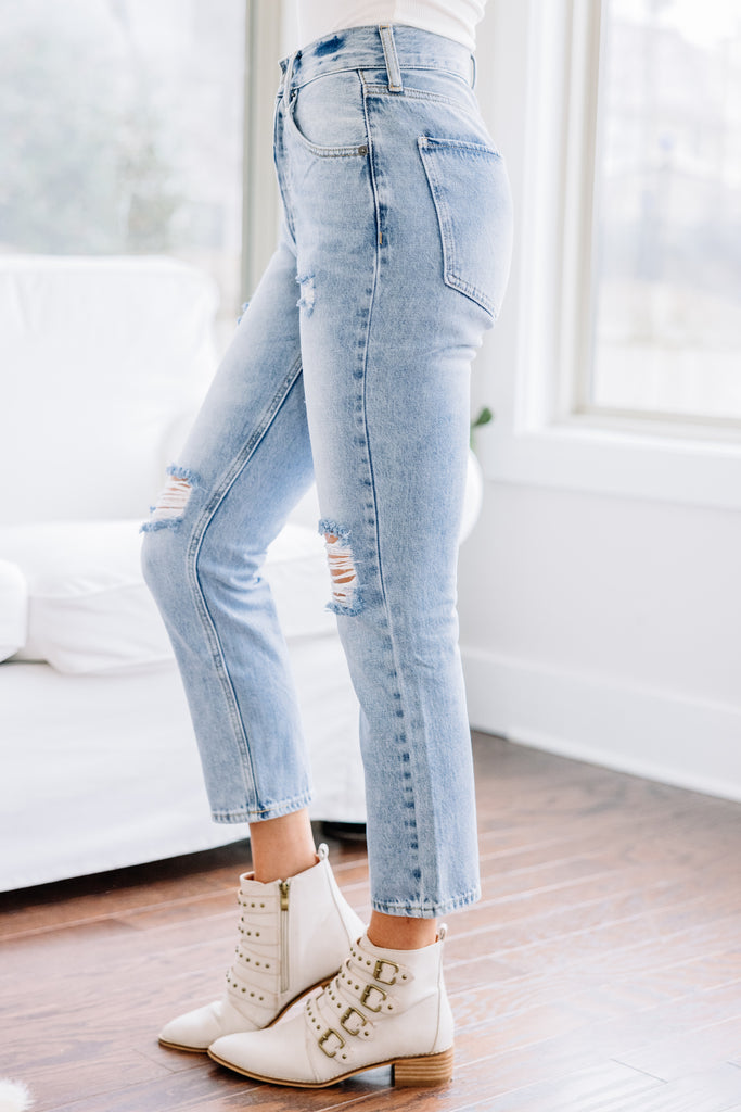 Casual Light Wash Distressed Skinny Jeans - Boutique Denim – Shop the Mint