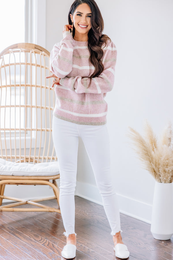 puff sleeve striped sweater