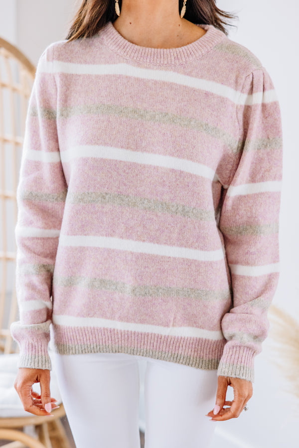 puff sleeve striped sweater