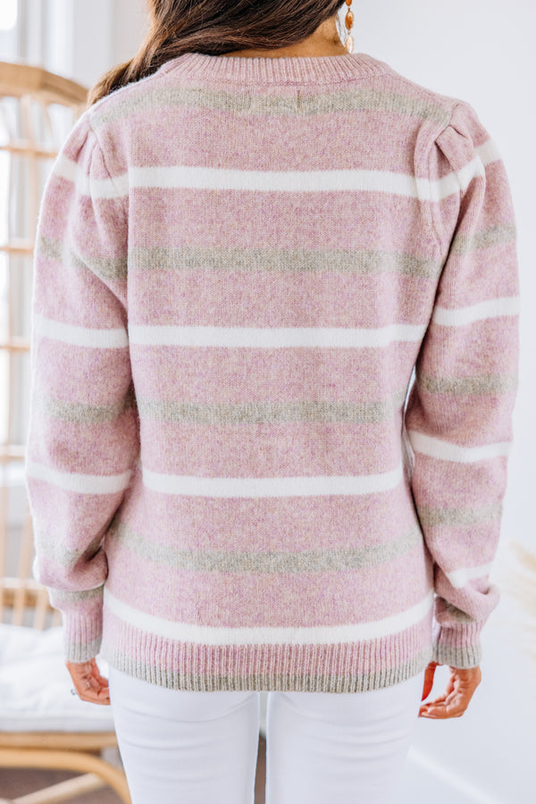 puff sleeve striped sweater