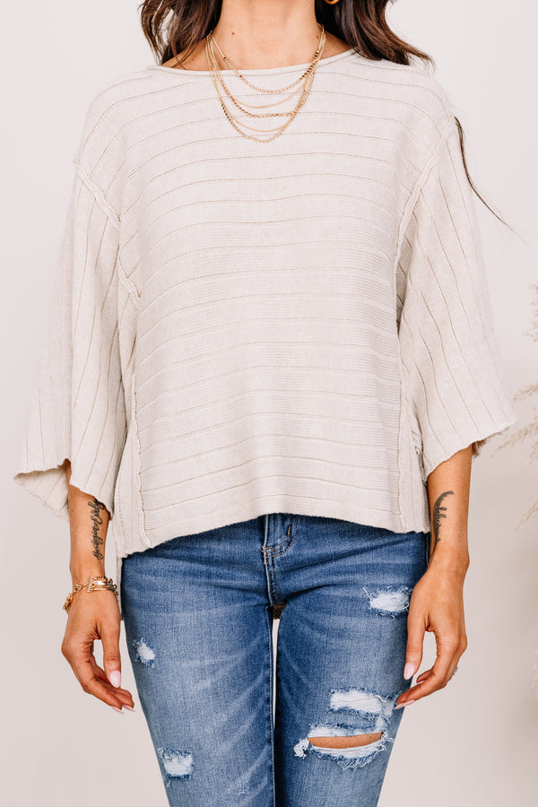 ribbed bell sleeve sweater