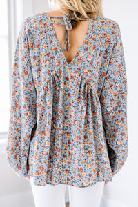 ditsy floral bubble sleeve top