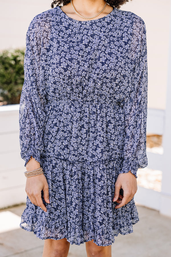 It's A New Day Navy Blue Ditsy Floral Dress