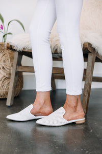 white slide mules