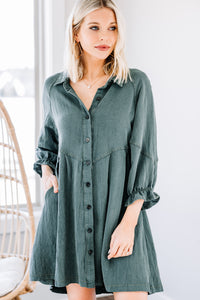 classic solid button down dress